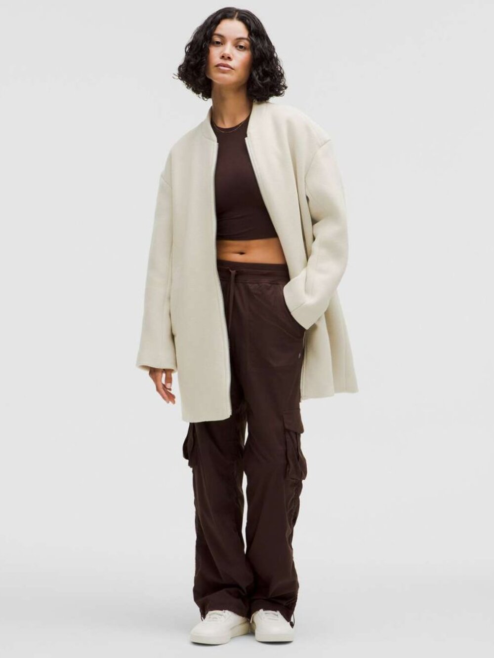 Lululemon Relaxed-Fit Zip-Front Wool Coat Bone Medium